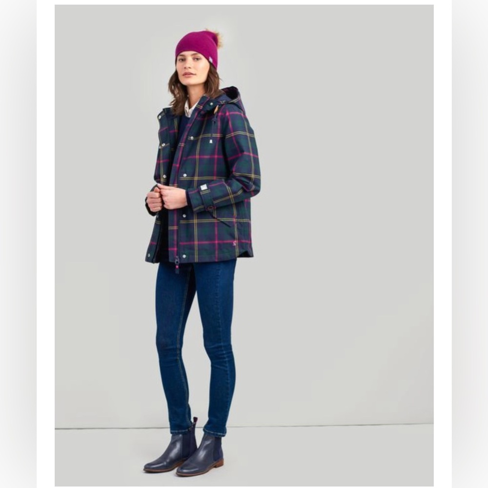 Joules Right as Rain Print Waterproof Hooded Jacket - Picture 2 of 10